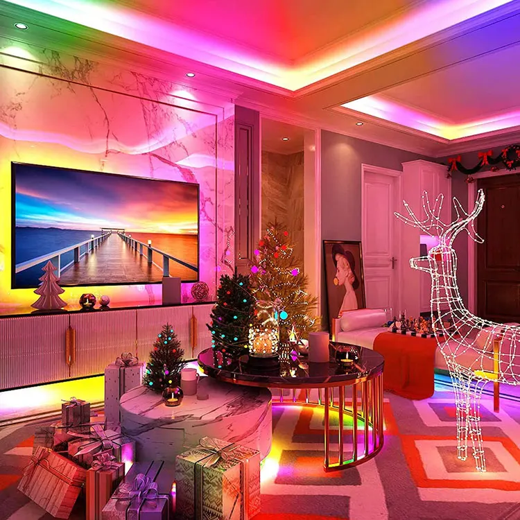 Лидер продаж 12 В 50 футов 15 м 5050 RGB музыкальная синхронизация меняющая цвет пульт дистанционного управления гибкая интеллектуальная светодиодная лента
