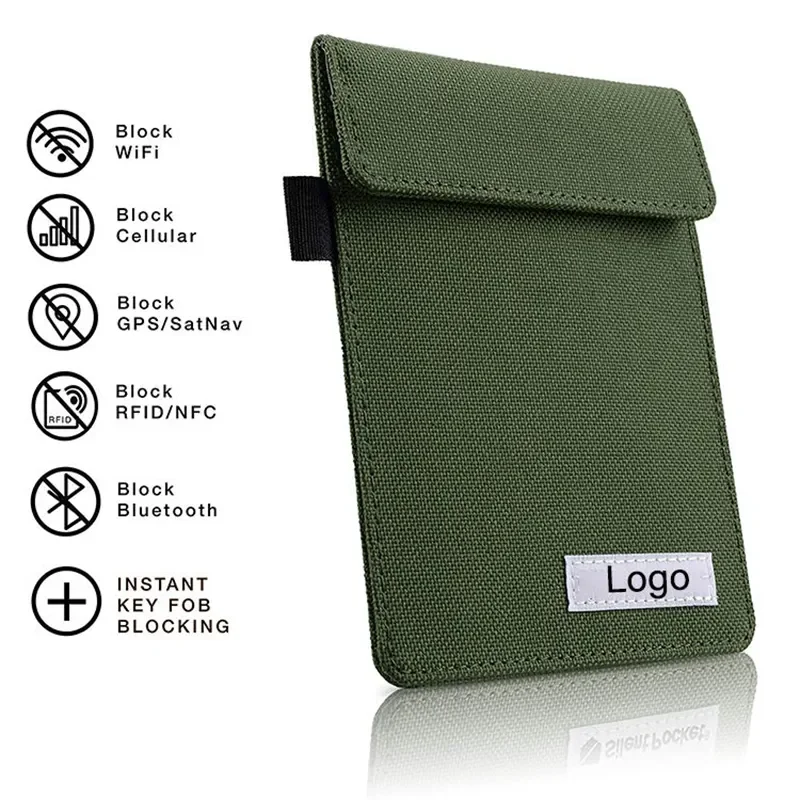Nylon fabric wifi/gsm/lte/nfc/rf Signal Blocking Faraday Key Fob Case wallet card holder Faraday Bag For mobile Phone.