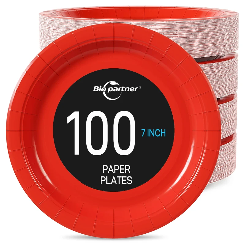 OEM Logo Biodegradable Christmas Party Paper Plates Supermarket Retail Heavy Duty Dinnerware Tableware Disposable