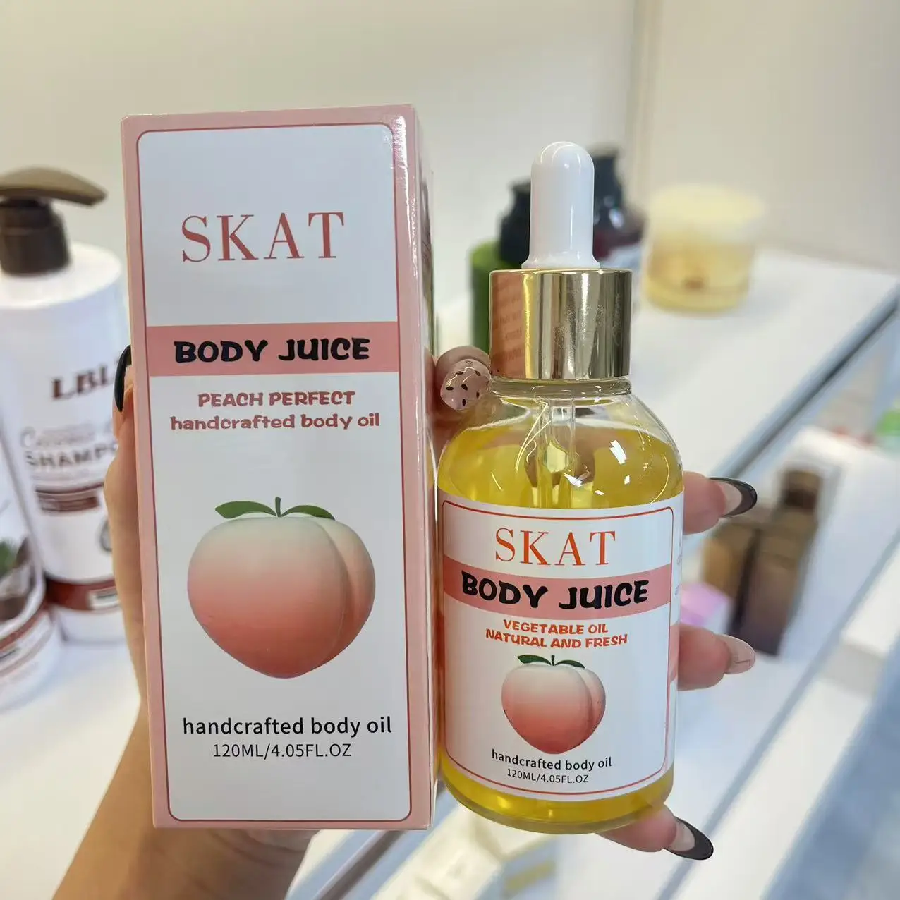 Shiny and Moisturizing Skin Essential Shimmery Glow Mist Face and Body Oil Body Perfume Peach Oil Wholesale