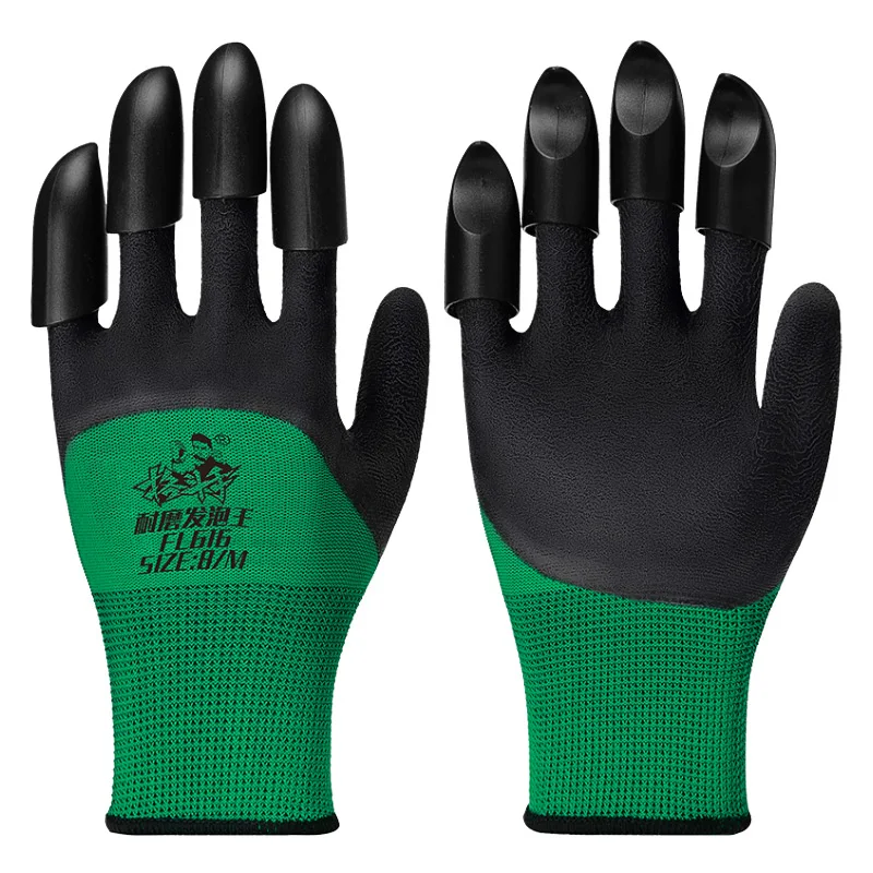 Garden Gloves With Abs Plastic Claws Digging Planting Durable Waterproof Garden Rubber Latex Gloves