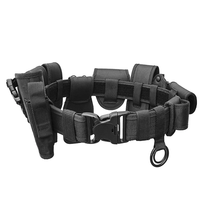 10 in 1 Nylon Men Tactical Security Comfort Belt with Tool Pouches Molded Utility Duty Belt