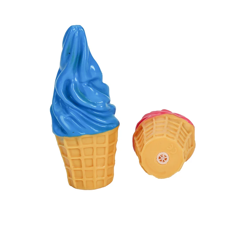 Custom Pet Products Colorful Squeaky Puppy Chew Toy Durable Soft PVC Ice Cream Cone Squeaky Dog Toy