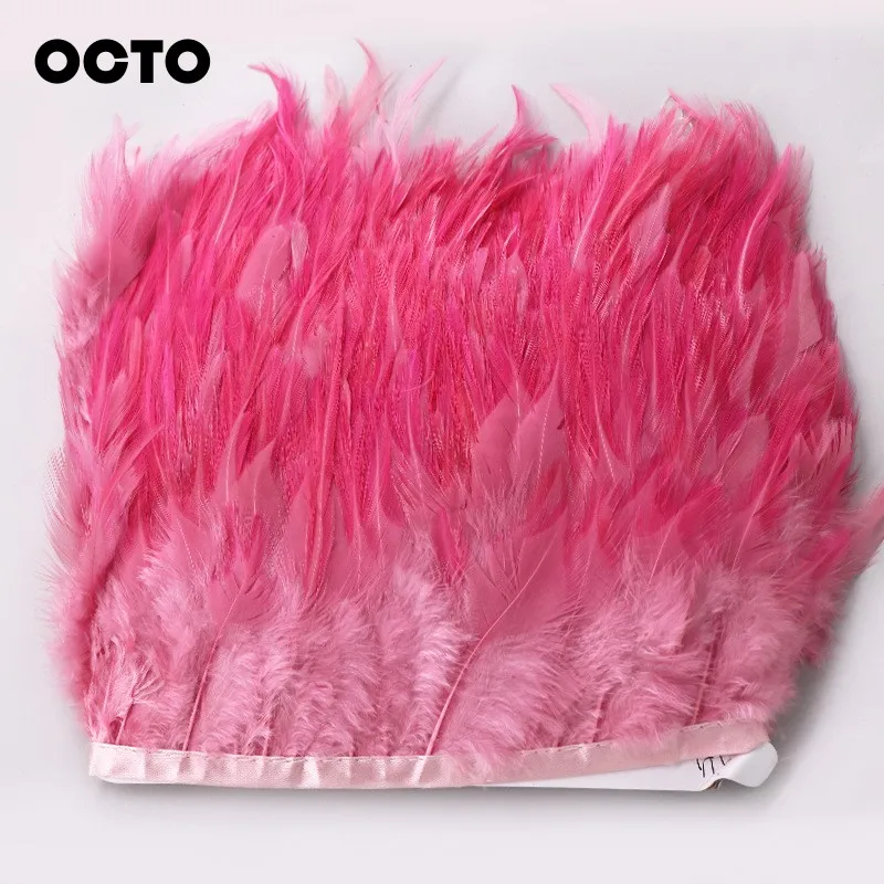 DIY Sewing Carnival 4-6in Natural Coque Chicken Feathers Rooster Feather Fringe Satin Ribbon Trim