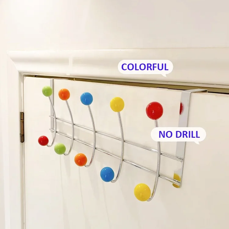 Door Hanger Coat Clothes Hat Over Door Hook Rack Metal Colorful Beads Door Hook Hanger