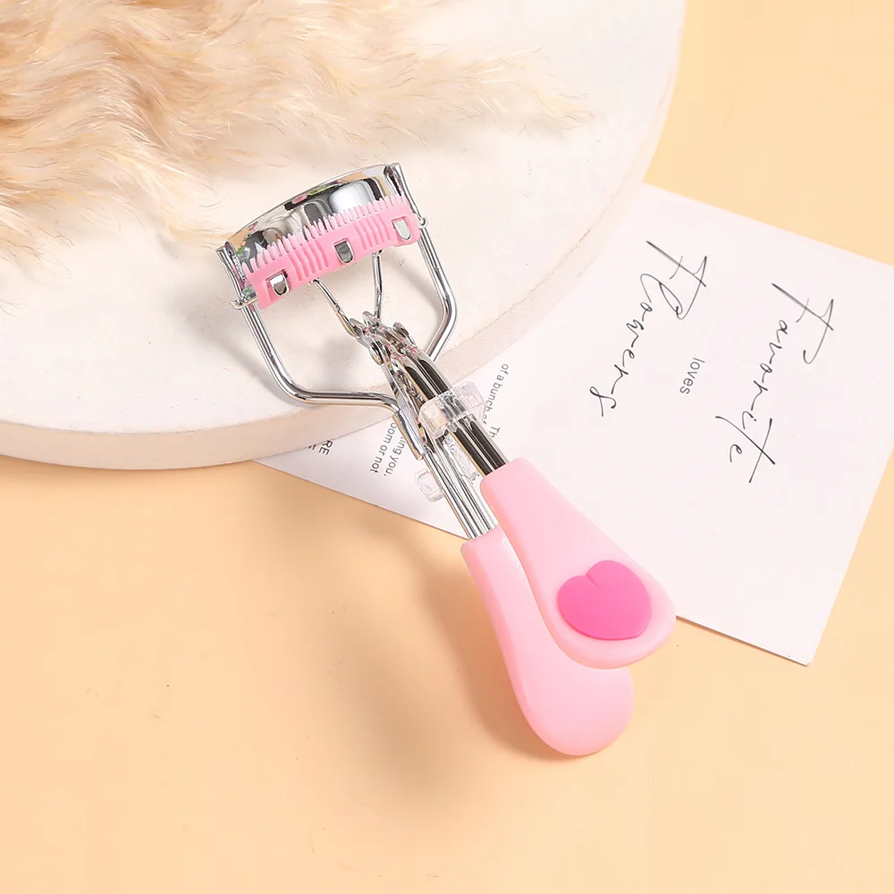 High Quality Stainless Steel Multicolor Love Handle Eyelash Curler With Brush Comb Professional Makeup Tool Eyelash Curler