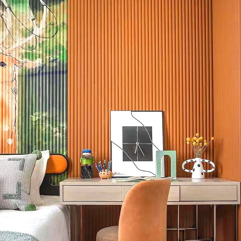 Interior Interlock Seamless Hollow Wpc Wood Sculptured Round Curving Crooked Pillar Post Coating 3d Slat Fluted Wall Art Panel