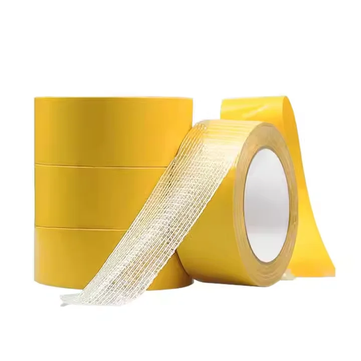 Double-sided fiberglass mesh tape for carpet Double Sided fabric fiber adhesive cross-over with Hot melt glue