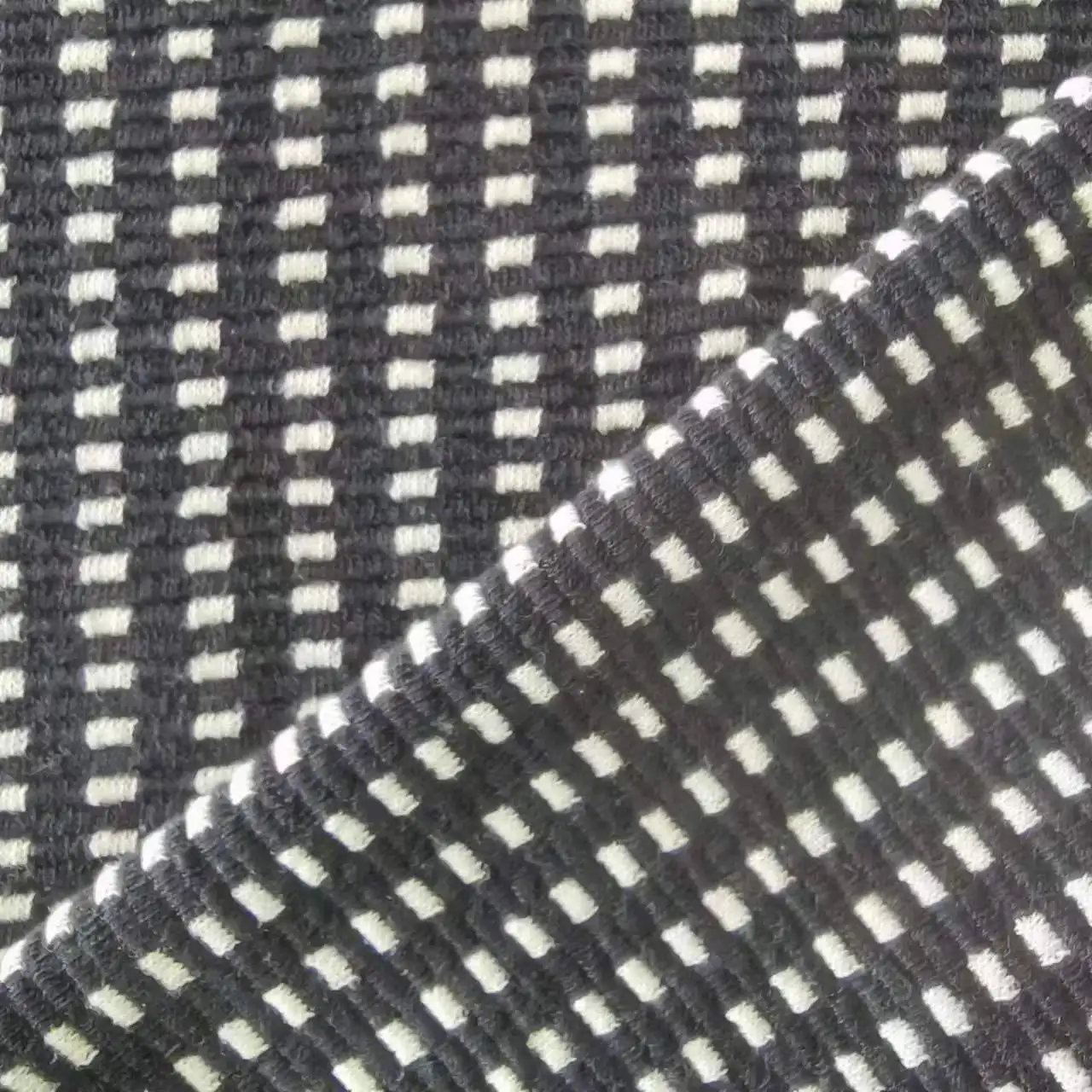 290g Two-sided Jacquards Waffle Weave Interlock Knit Fabric Cotton For t s Men Long Sleeve Women