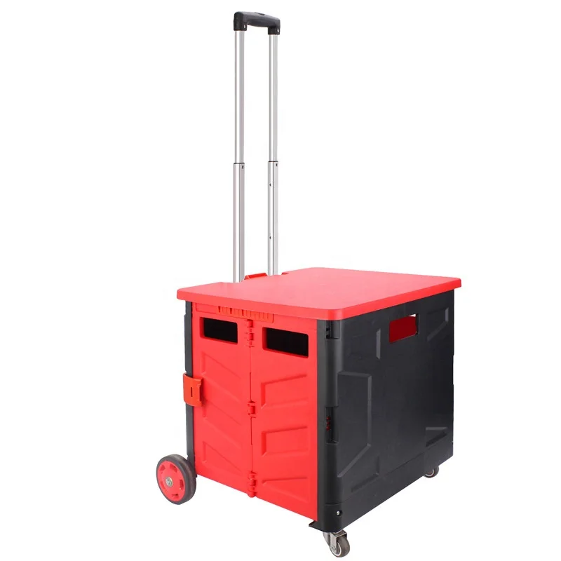 Foldable Supermarket Shopping Cart Grocery Cart Portable Shopping Box Trolley