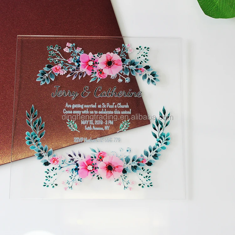 UV Printing Clear Acrylic Wedding Cards Luxury Invitations Design