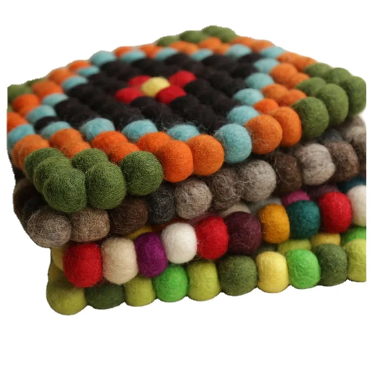 High quality Wool FELT large teapots Teapot Stand Felt Pompom Hotpad Handfelted