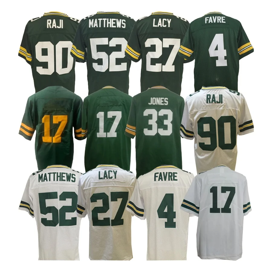 American Football Jerseys Aaron Jones Jersey Brett Favre Eddie Lacy Clay Matthews BJ Raji Stitched