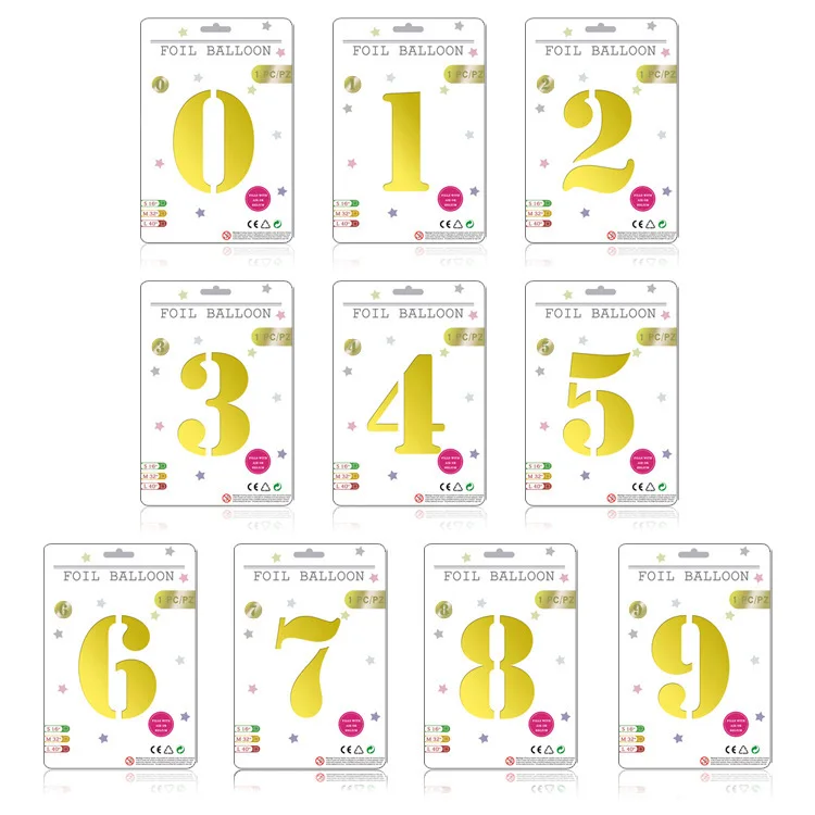 40 inch number 2023 Individual Package Multiple colors are available Single card packing number foil balloon wholesale