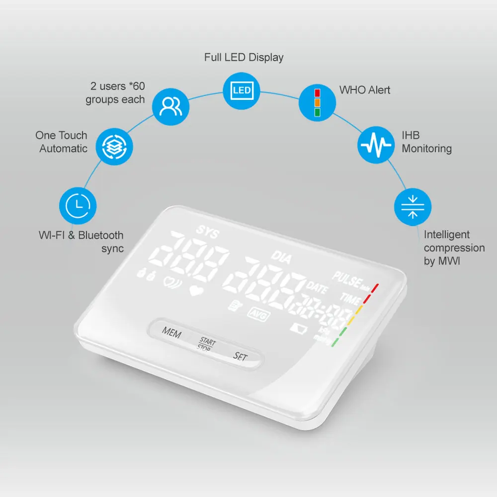 Bluetooth blood pressure monitor arm sphygmomanometer BP machine upper arm