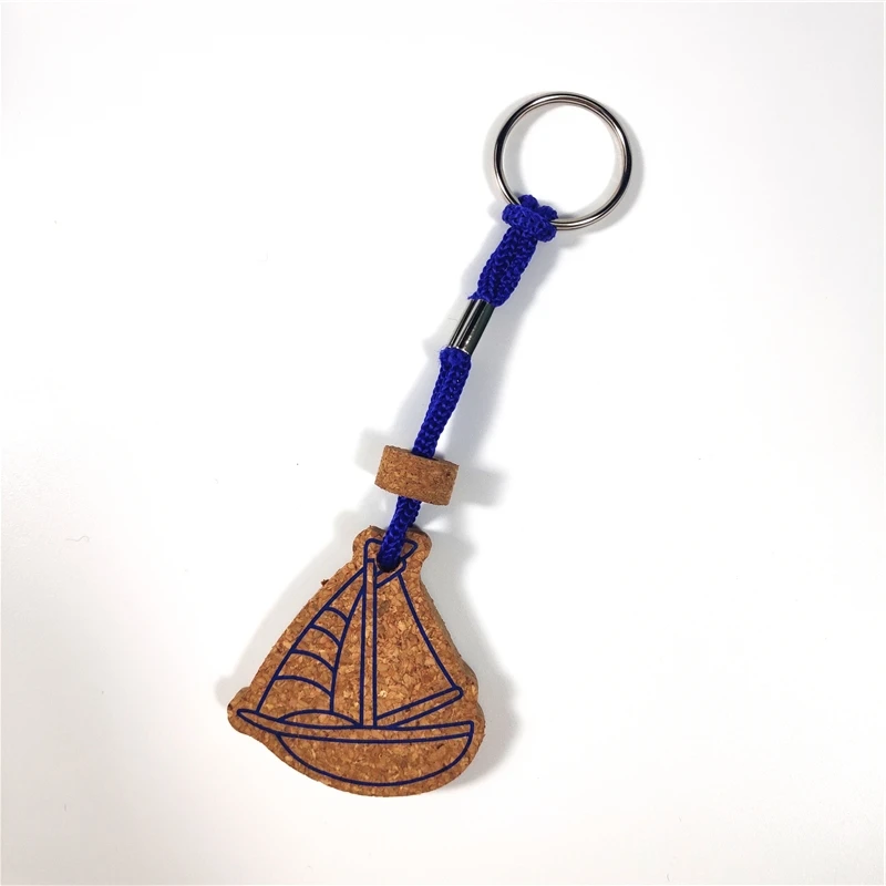 china factory Commercial gift key decoration custom shape natural wood floating key-ring cork key-ring cork key ring holder cork