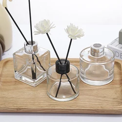 Factory  OEM ES93 Round Cuboid Oval Top Transparent Essential Oil Perfume Aromatherapy Glass Bottle for Diffuser Wholesale