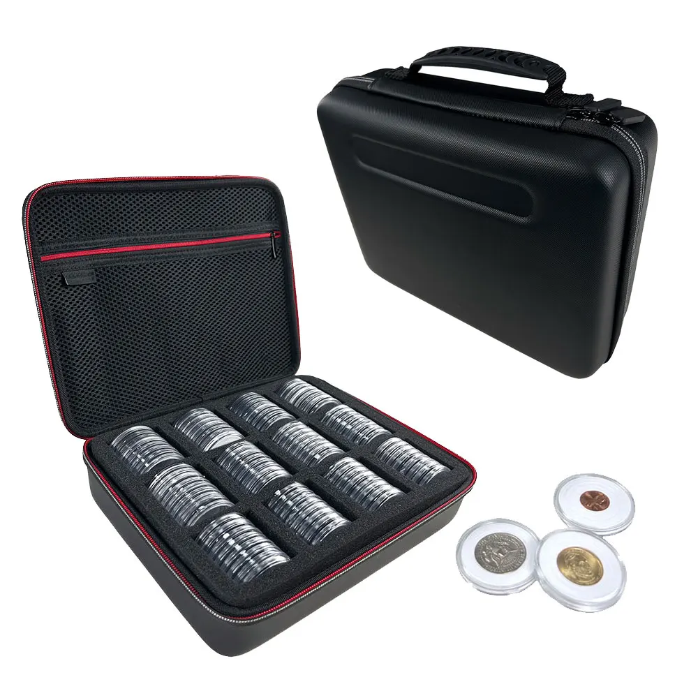 Custom LOGO Plastic Leather EVA Coin Capsule Collection Case Box for Coins