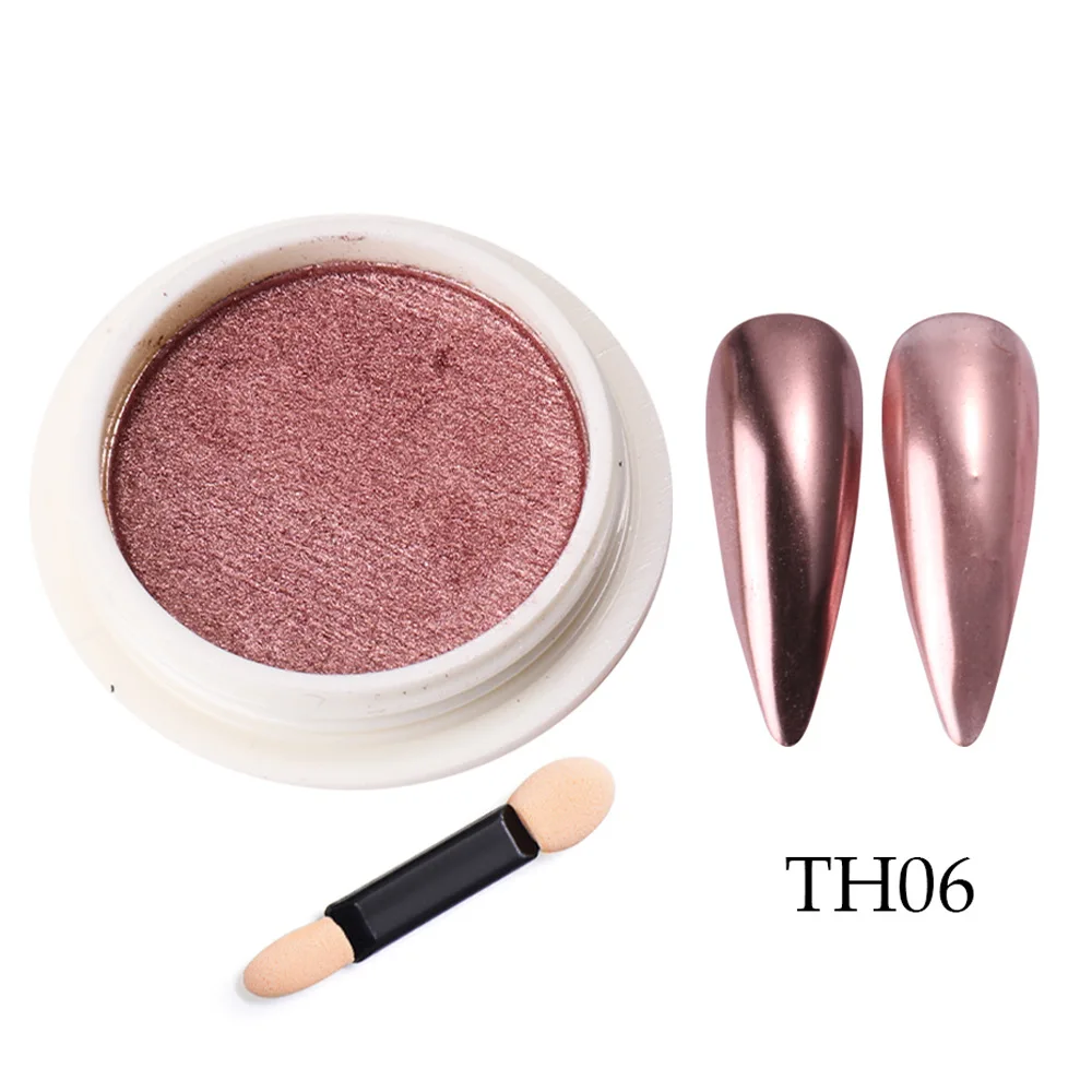 SZP43 professional pigment factory wholesale solid silver gold mirror chrome nail powder set with brush