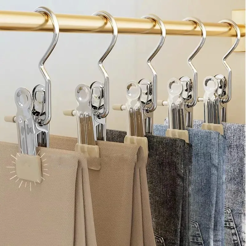 1pc Stainless Steel Clothespins Laundry Clothes Pegs With Hook Portable Hanging Clothes Clip Wardrobe Clothes Organizer Hanger