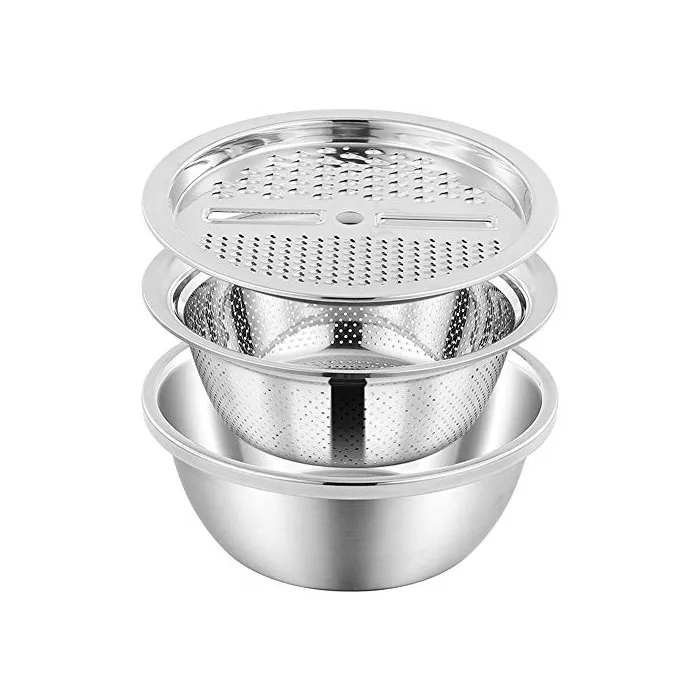 Grater Ginger Grater with Strainer Basin for Kitchen Washing Vegetables Multifunctional Stainless Steel Basin