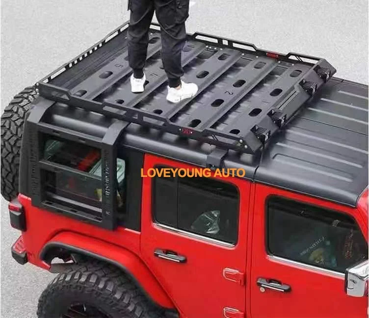 Стальной багажник на крышу автомобиля с 2 лестницами для Jeep Wrangler JK &
