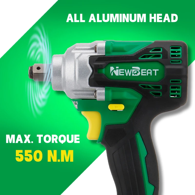 NewBeat 1/2 Cordless Wrench Battery Power Tools 550N Wireless Impact Screwdriver Wrench Brushless