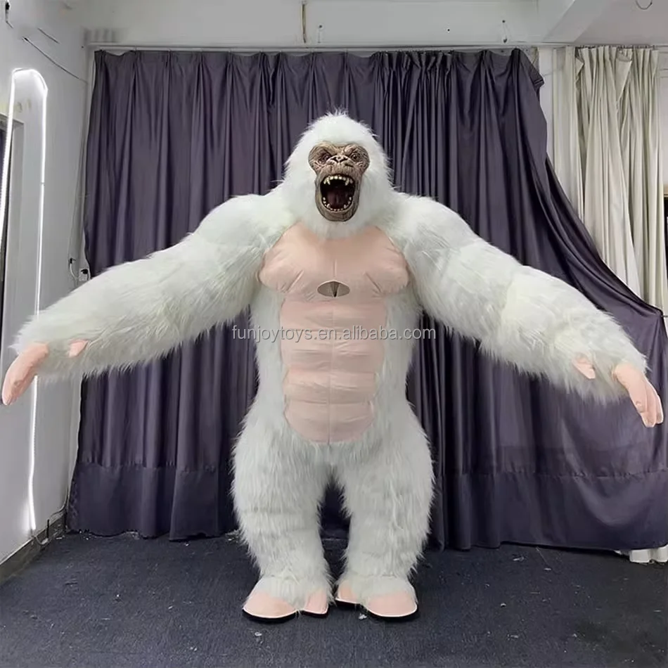 Ape Inflatable White Gorilla Mascot Costume 2/2.6/3m King Kong Customize Color for Cosplay Halloween Parties
