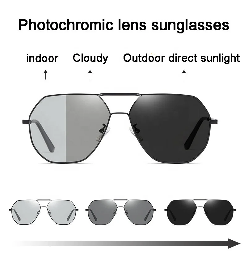 Boxun Newest Luxury Sport Pilot Style Large Frame Polarized Photochromic Lens Sunglasses Women And Men