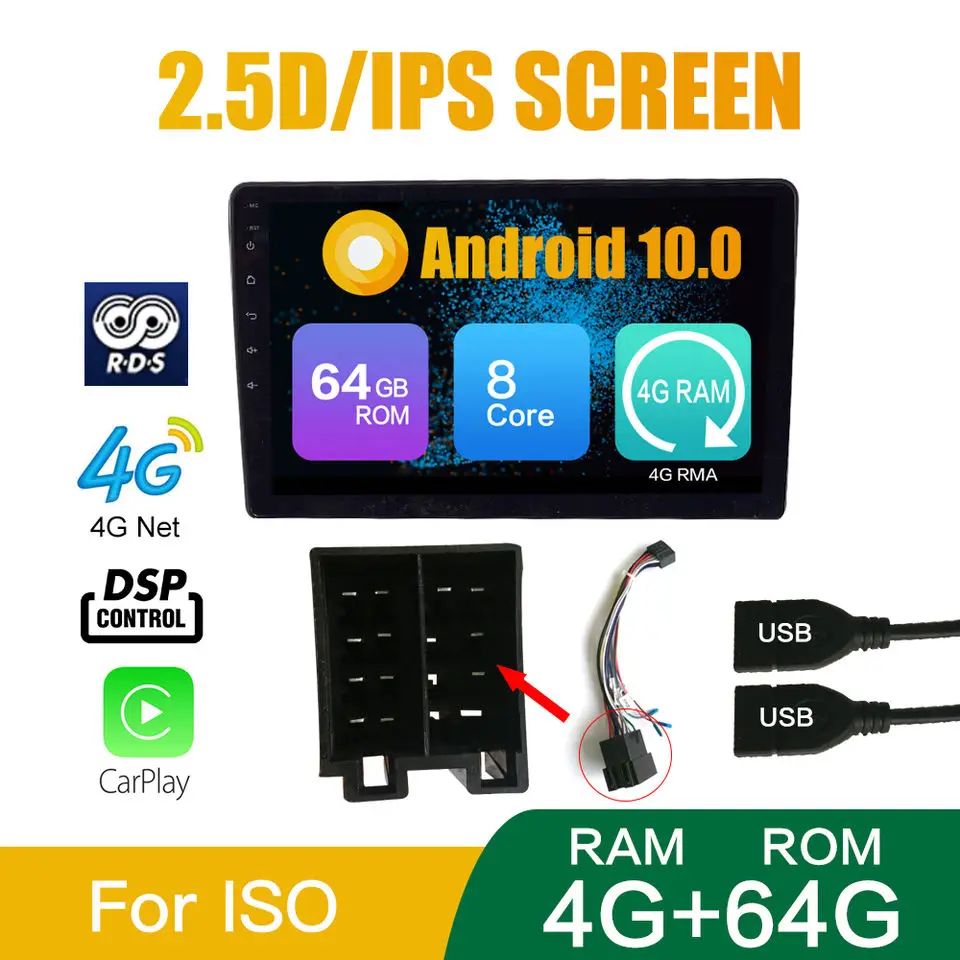 9 Inch 10 Inch Octa-Core 4+64G Double 2din Car radio Android Multimedia Video Player Auto Radio Car Stereo CarPlay Android Auto