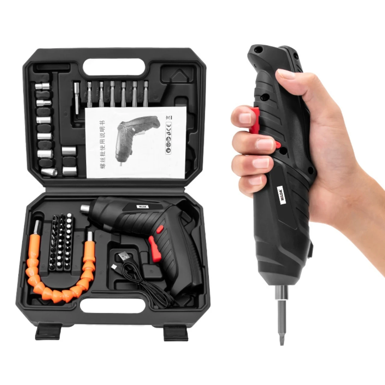 Rechargeable Mini Electric Cordless Screwdriver Power Tool, 220r/min 1300mAh Lithium Battery Operated Multifunctional