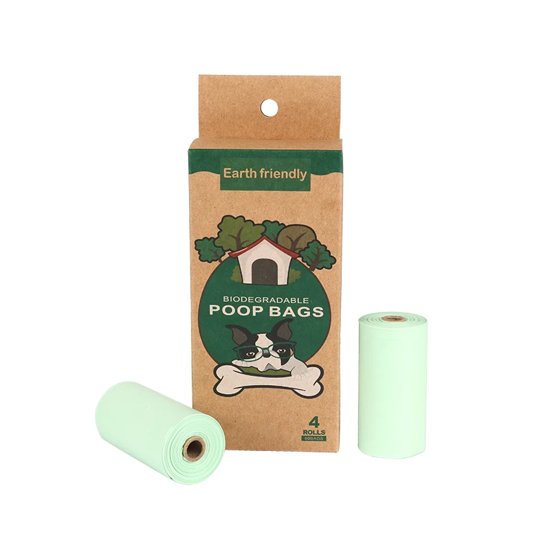 Custom printed eco friendly biodegradable compostable corn starch disposable dog poop bags