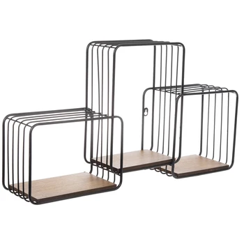 
set of 3 cube floating shelves metal wire wall decor hanging shelf black Geometric Wire Shelves 
