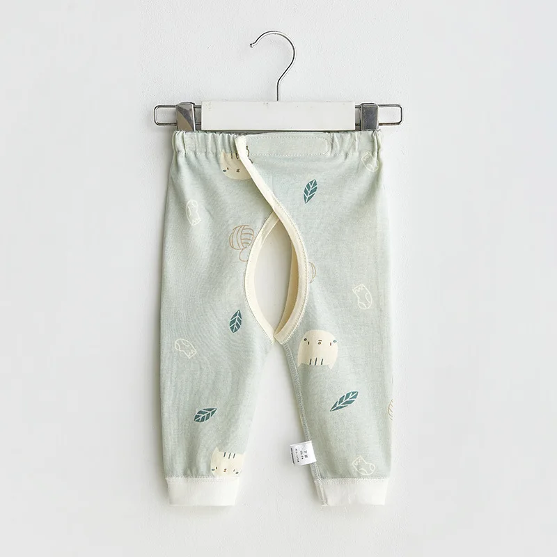 Newborn Boys Girls Trousers Spring And Autumn Velcro Infant Open Pants Cotton Baby Clothes