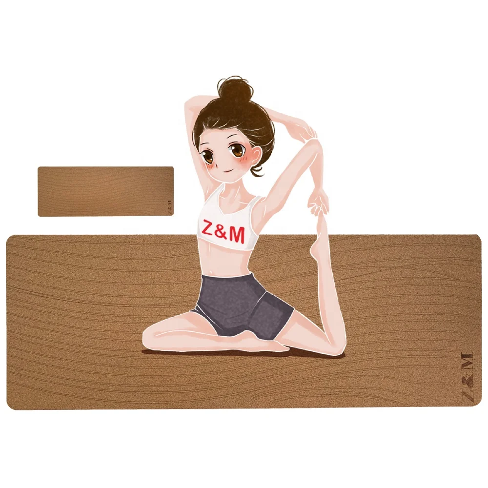 Cork Yoga Factory  Custom Logo 1850*680mm 5mm Thickness Natural Yoga Mat