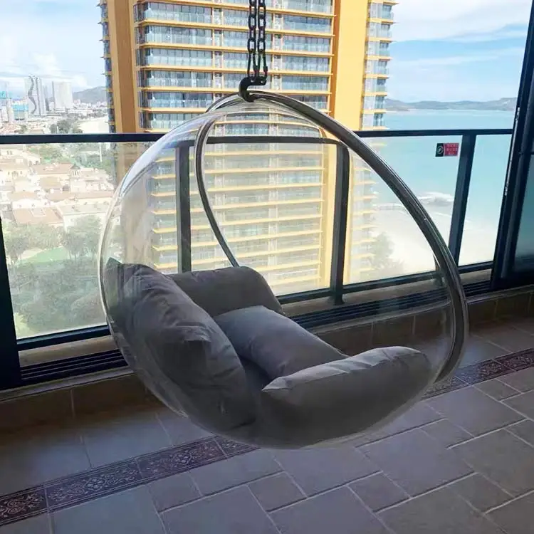 Indoor Exterior Unique modern Furniture Clear Swing Acrylic Hanging Ball  Egg Bubble Chair livingroom swing chair