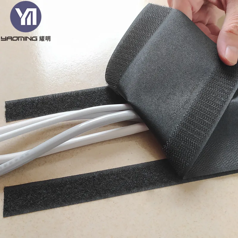 Customized Indoor Durable Reusable Soft Hook and Loop Carpet Cable Sleeve Cover Strip Wide Tape Rolls Hook 6 Inch Zipper Tape