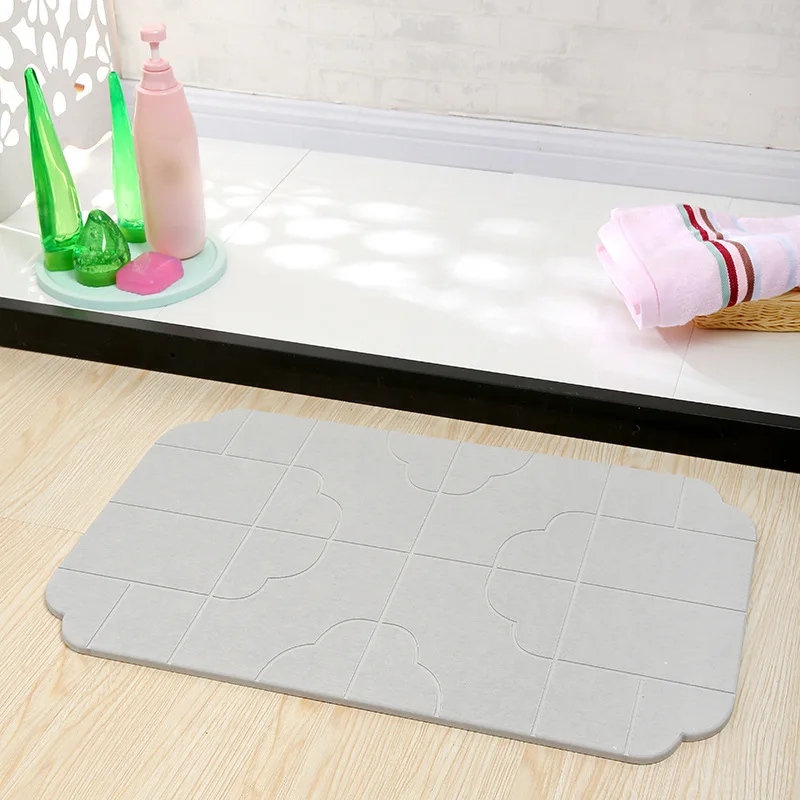 Non Slip Dry Fast Bath Mat Extra Hard and Absorbent Engrave Diatomite Mat