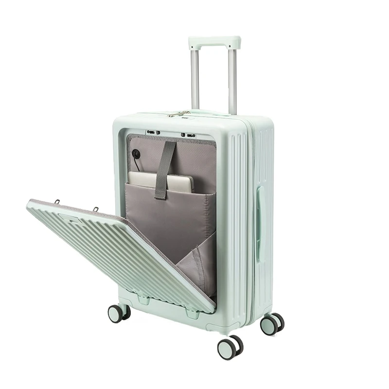 Multifunctional Front Open Pocket Suitcase with Mug and Mobile Phone Holder