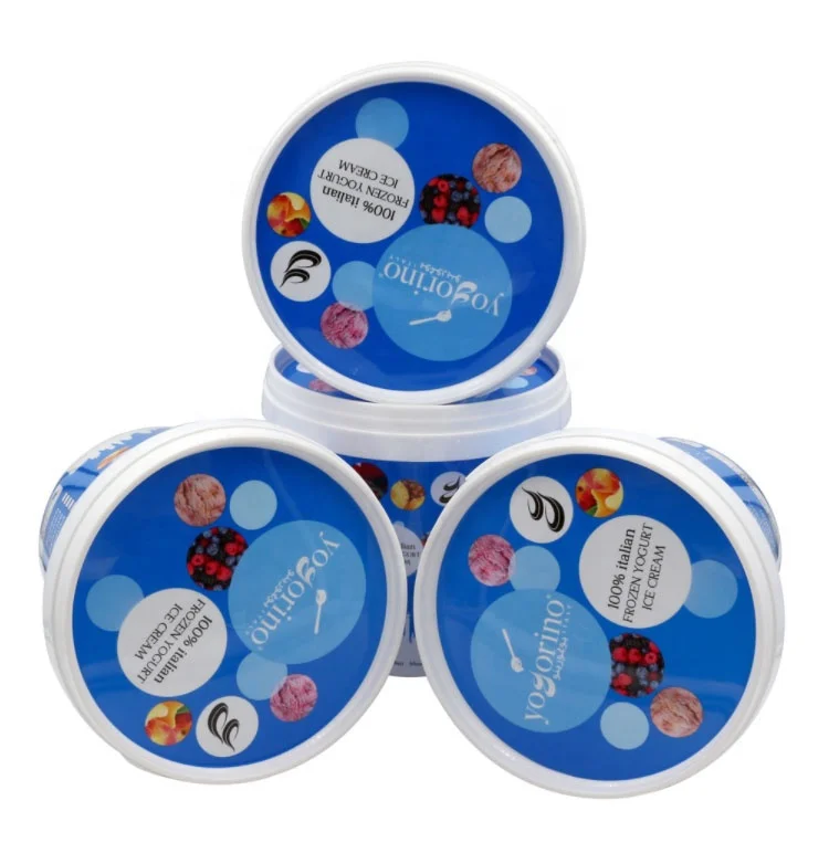 Cheap durable disposable round 500ml IML plastic polystyrene ice cream box ice cream packaging containers custom ice cream cup