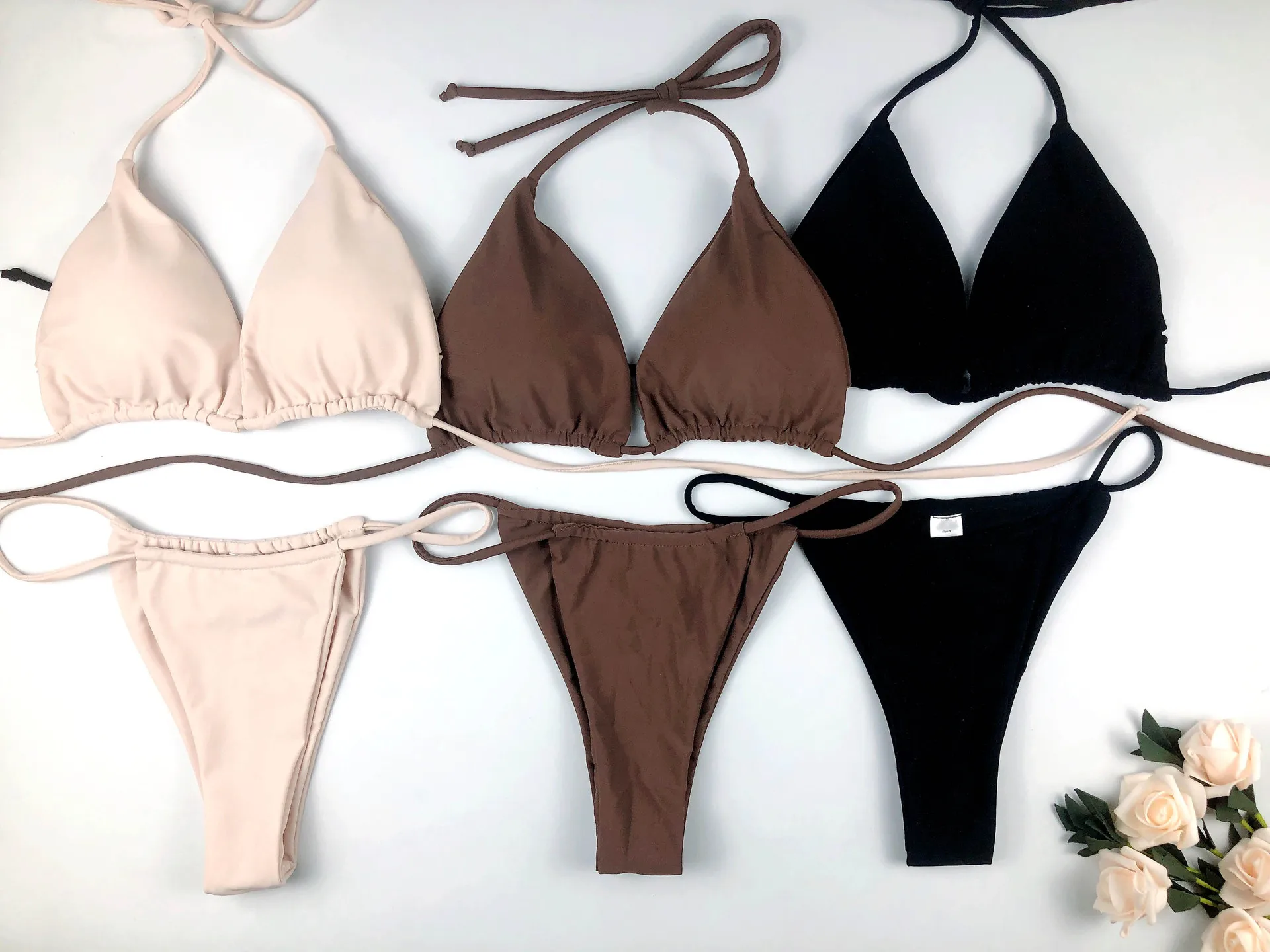 New Custom Nude Color Two Pieces Thong Swimwear Hot Sexy Micro Retro String Bikini Manufacturer