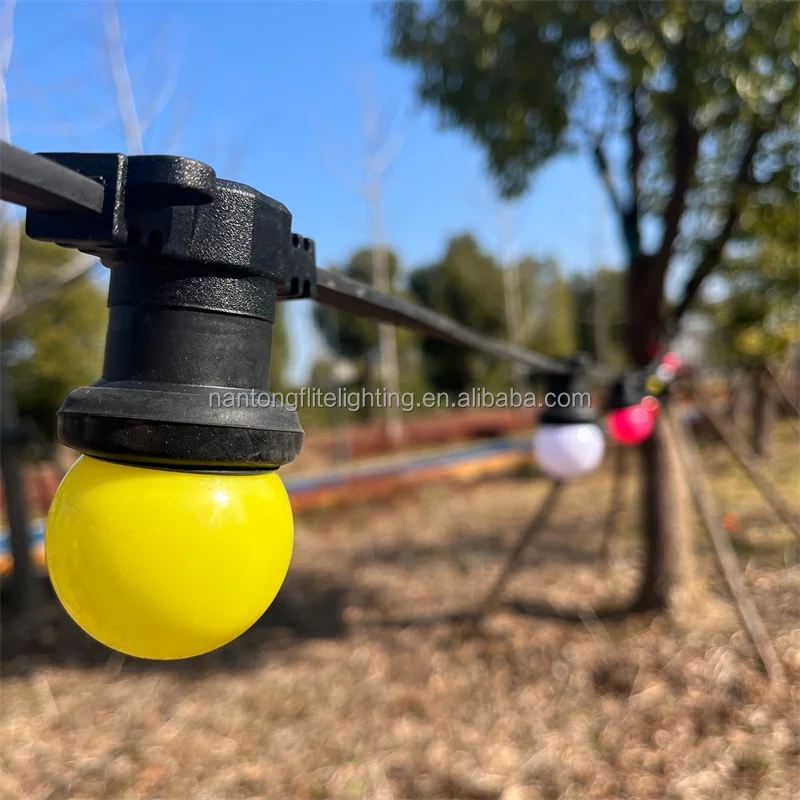 Decorative Durable Rubber PVC Wire Flat Cable E27 Sockets Wedding Indoor Outdoor LED Festoon Bulb Belt Fairy String Light