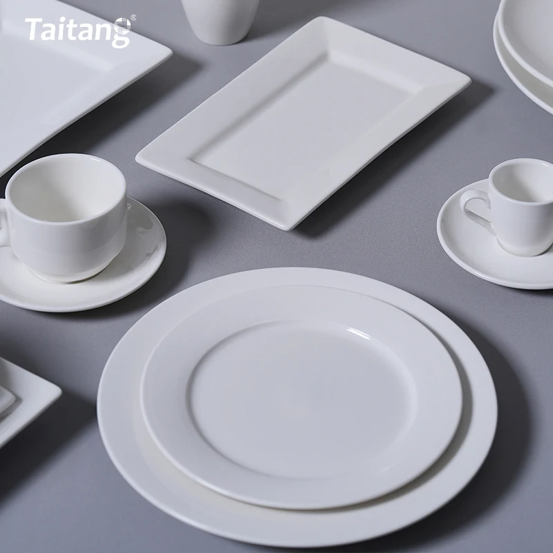 Wholesale Luxury Hotel Restaurant Collection Bone China Dinnerware Set with Rim Design