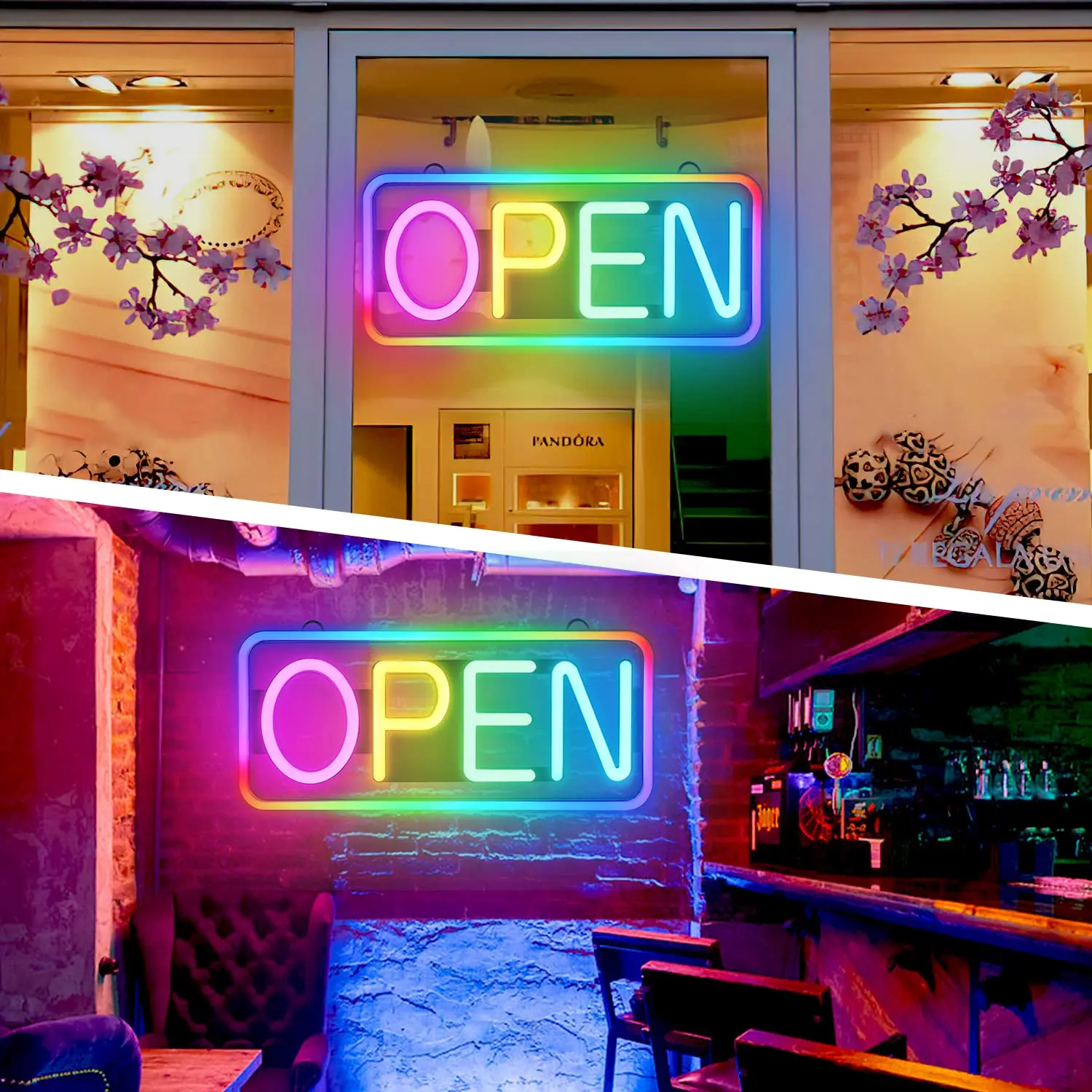 Led Open Sign  Adjustable Brightness and Speed RGB Open Signs for Business Bar Restaurant Hotel Storefront Window