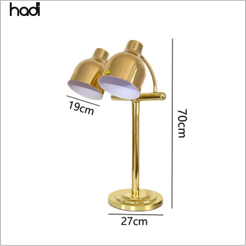500W Double Gold Heat Lamp Food Warmer Stainless Steel Buffet Heater for Kitchen Use in Middle East Restaurants and Hotels