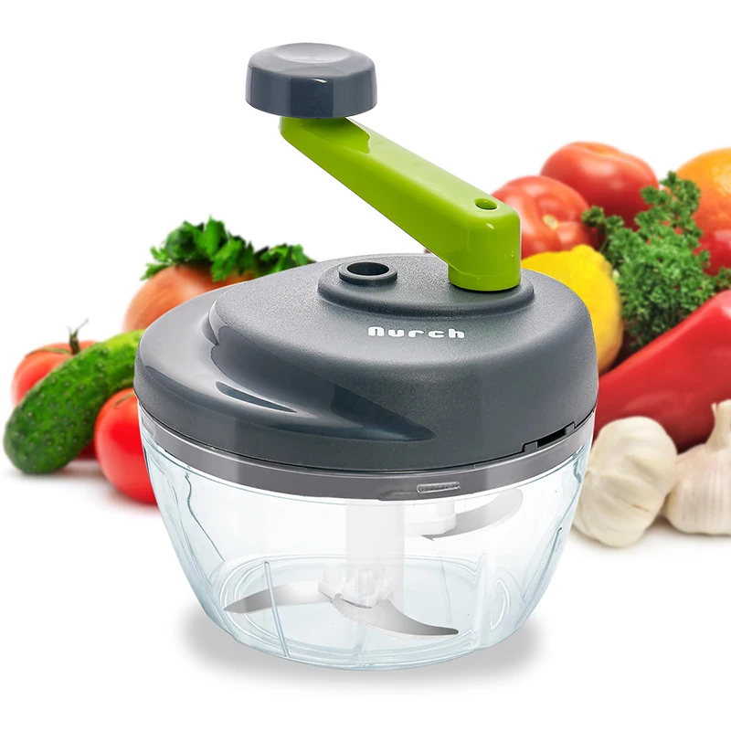 Nurch Manual Food Chopper Powerful Hand Crank Vegetable Chopper Compact and Portable Onion Dicer Garlic Cutter