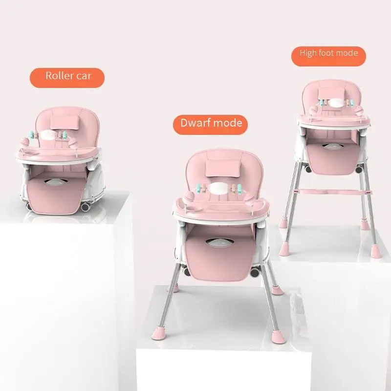 Silla Comedor Para Bebe Kids Baby Dining Chair Eat Booster Seat Foldable Baby Feeding High Chair 3 In 1 With Wheels