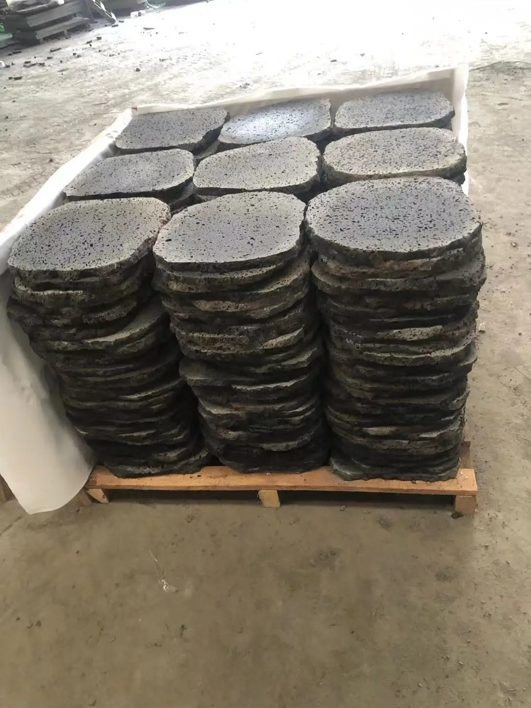 Customized Honed Finish Big Hole Type China Volcanic Black Basalt Lava Stone Slabs And Tiles