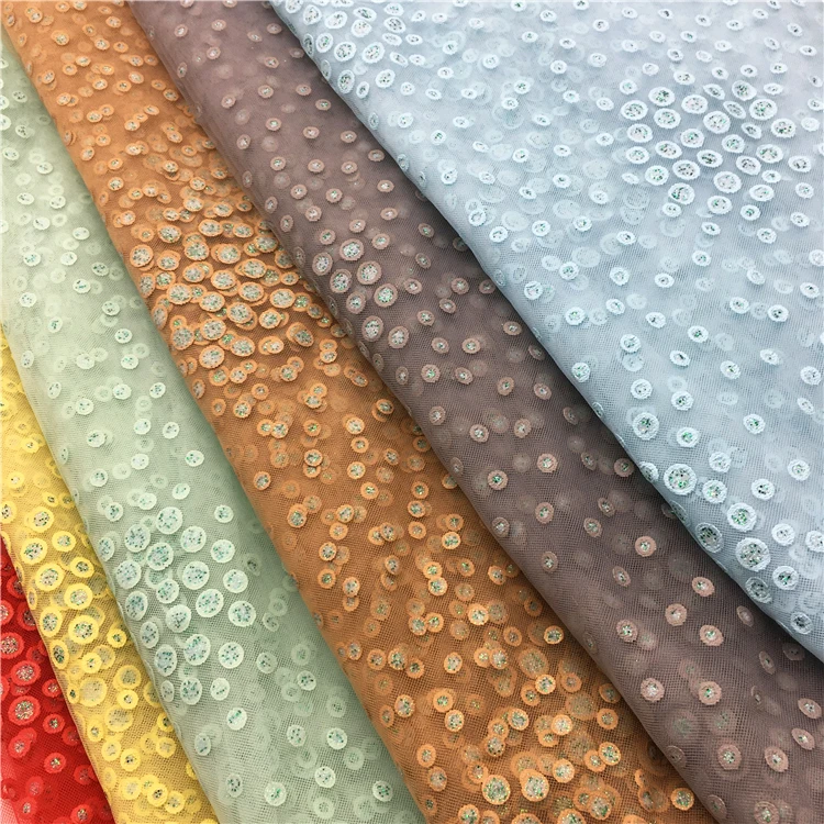 Разные цвета, новый дизайн, Тюлевая ткань HG6693 с блестящим мерцающим узором в горошек, блестящая кружевная ткань для платья невесты
