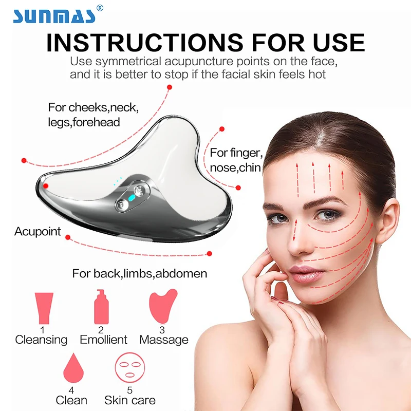 High vibration mini EMS facial massager roller guasha scraping massage tool